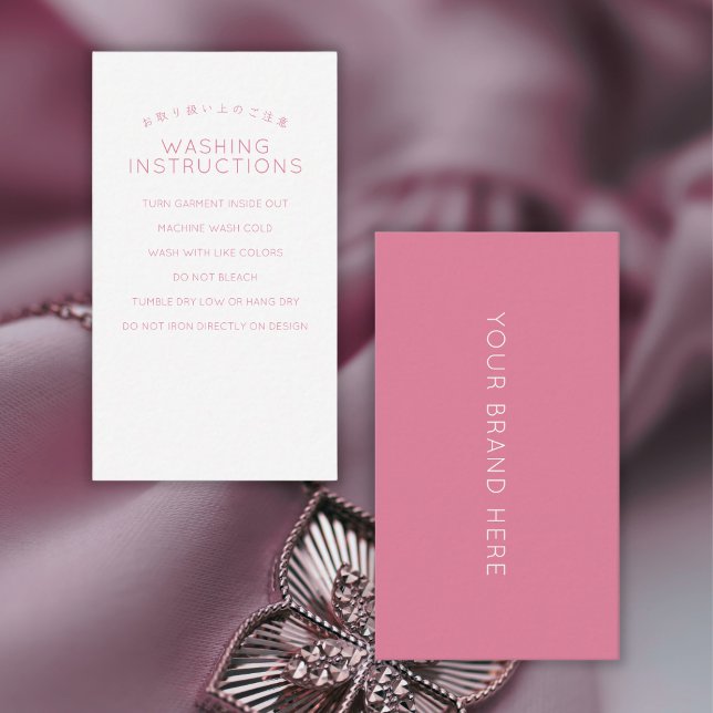 Carte De Visite Instructions de lavage rose simple (Créateur téléchargé)