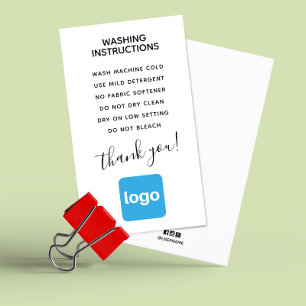 Carte De Visite Instructions de lavage simples Ajouter un logo