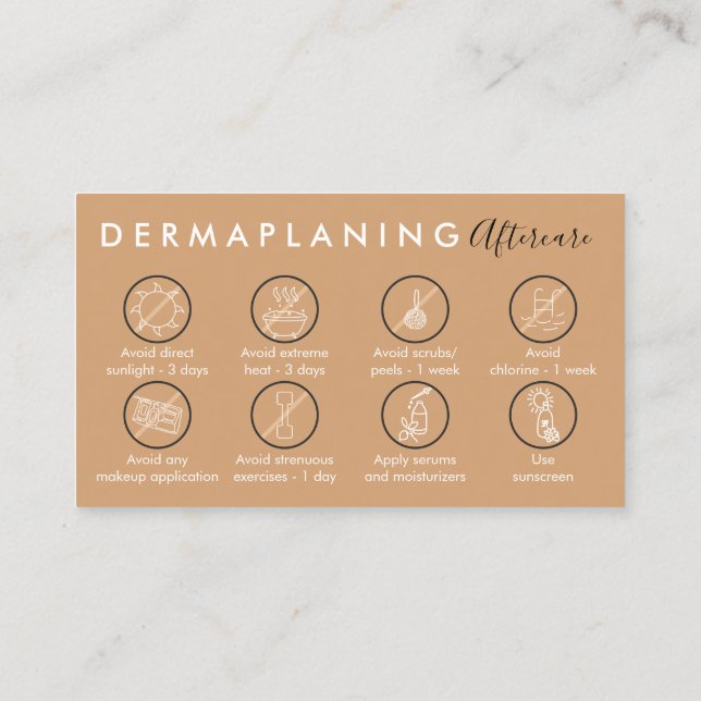 Carte De Visite Instructions de post-soin pour le dermaplaning mar (Dos)