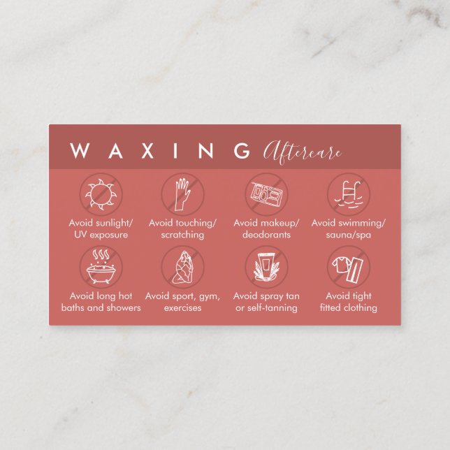 Carte De Visite Instructions de post-soins en terre cuite Cire (Dos)