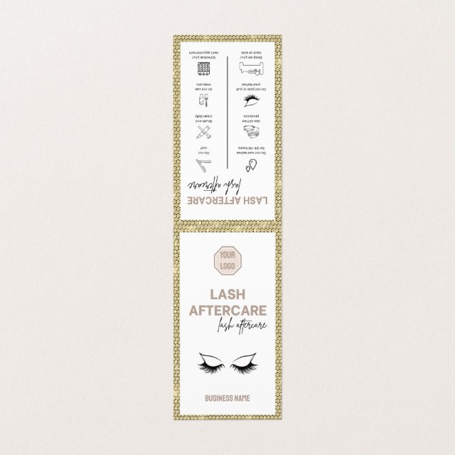 Carte De Visite Instructions de post-soins Gold Lash Logo minimali (Extérieur déplié)