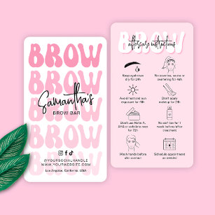 Carte De Visite Instructions de post-soins tendance Pink Brow Retr