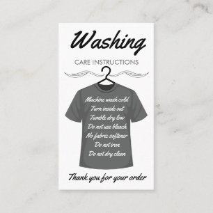 Carte De Visite Instructions de soin de lavage de chemise Directio