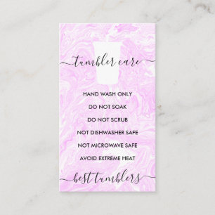 Carte De Visite Instructions de soin de Tumbler rose