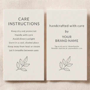 Carte De Visite Instructions de soin pour entreprise Rose Pâle Pet