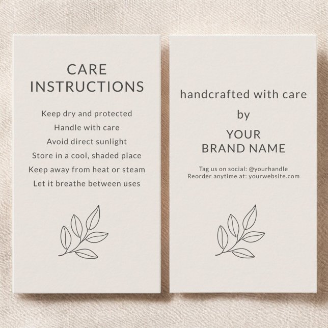 Carte De Visite Instructions de soin pour entreprise Rose Pâle Pet (Créateur téléchargé)