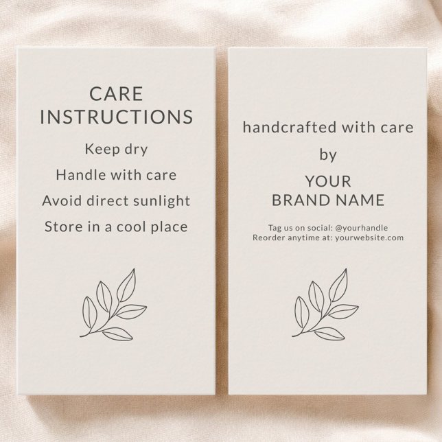 Carte De Visite Instructions de soin pour petites entreprises Rose (Créateur téléchargé)