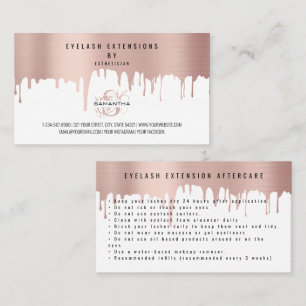 Carte De Visite Instructions de soins après cils Rose Pink Gold Dr