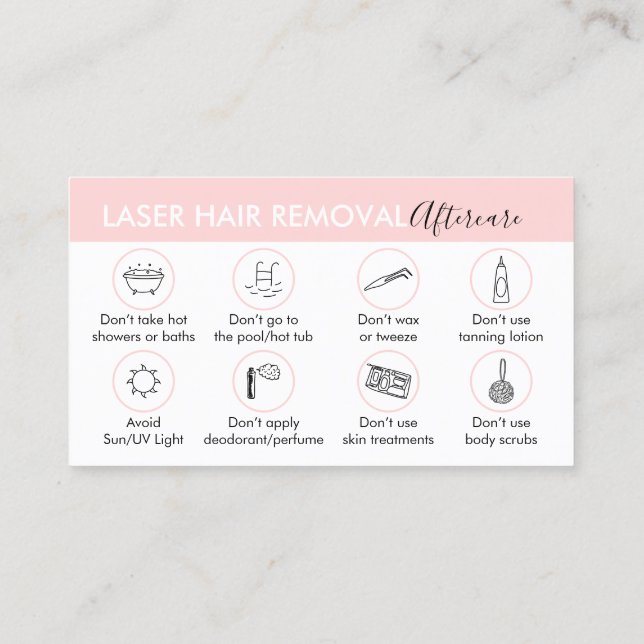 Carte De Visite Instructions de soins après l'épilation au laser (Dos)