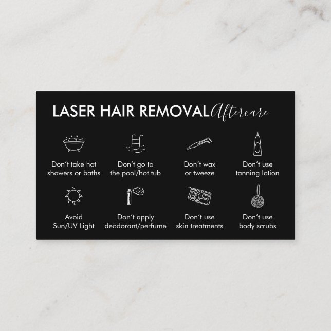 Carte De Visite Instructions de soins après l'épilation au laser n (Dos)