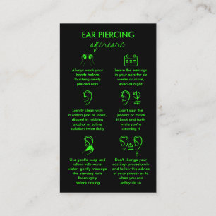 Carte De Visite Instructions de soins de perçage d'oreille Néon Ve