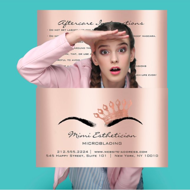 Carte De Visite Instructions de soins postérieurs Brows Princess M (Aftercare Instructions Brows Princess Microblading Business Card)