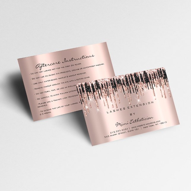 Carte De Visite Instructions de soins postérieurs Lash Rose Gold D (Créateur téléchargé)
