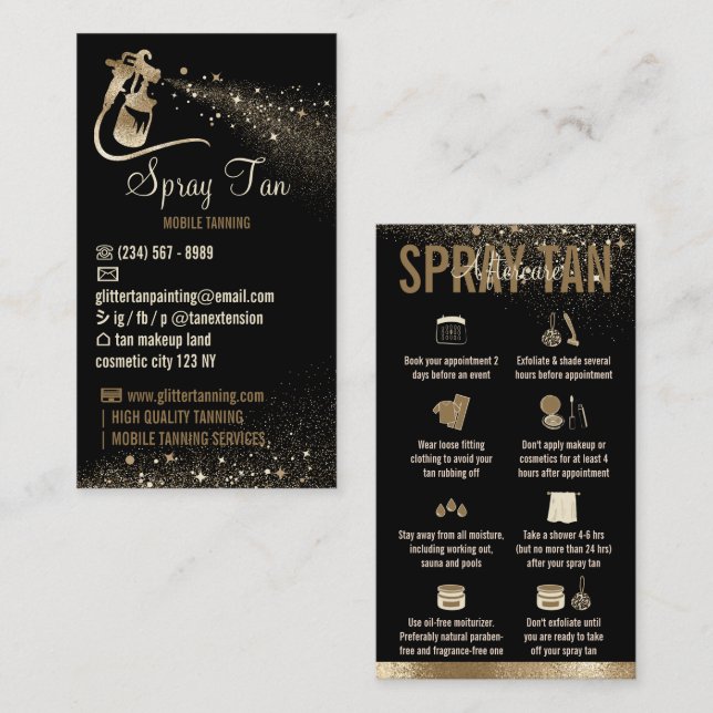 Carte De Visite Instructions de suivi après une auto-bronzage Spar (Devant / Derrière)