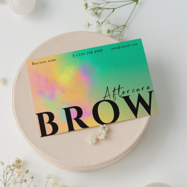 Carte De Visite Instructions de suivi de la ligne Aquarelle Abstra (Brow After Care Instructions Abstract Watercolor Business Card)