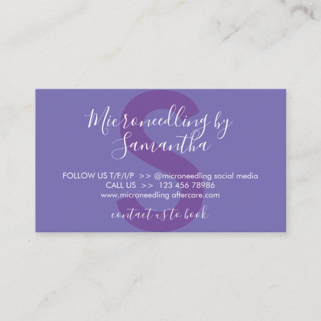 Carte De Visite Instructions de suivi de microneedling Purple Lila (Devant)