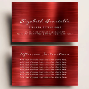 Carte De Visite Instructions de suivi des extensions de cils Rouge