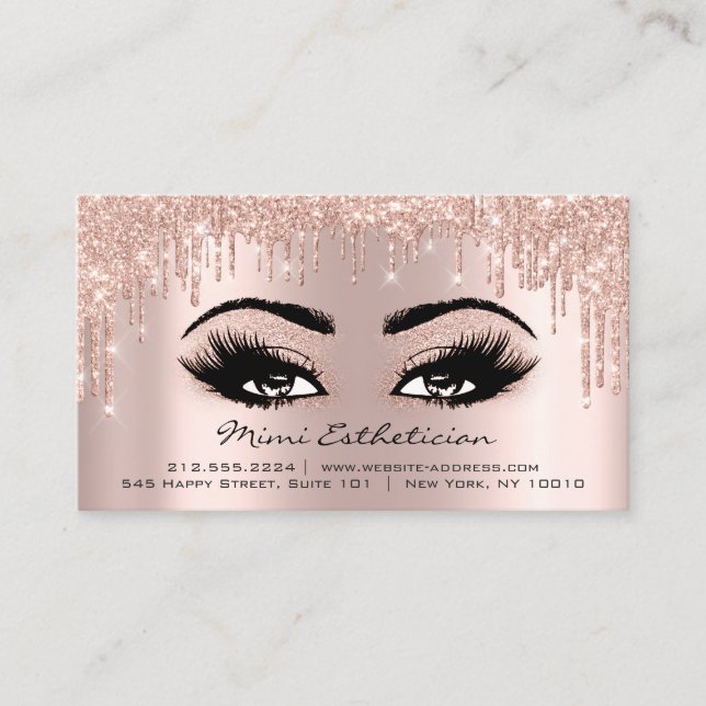 Carte De Visite Instructions de suivi Eyelash Rose Gold Drives (Devant)
