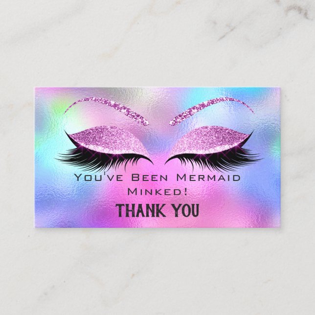 Carte De Visite Instructions de suivi Eyelash rose Holographique (Devant)
