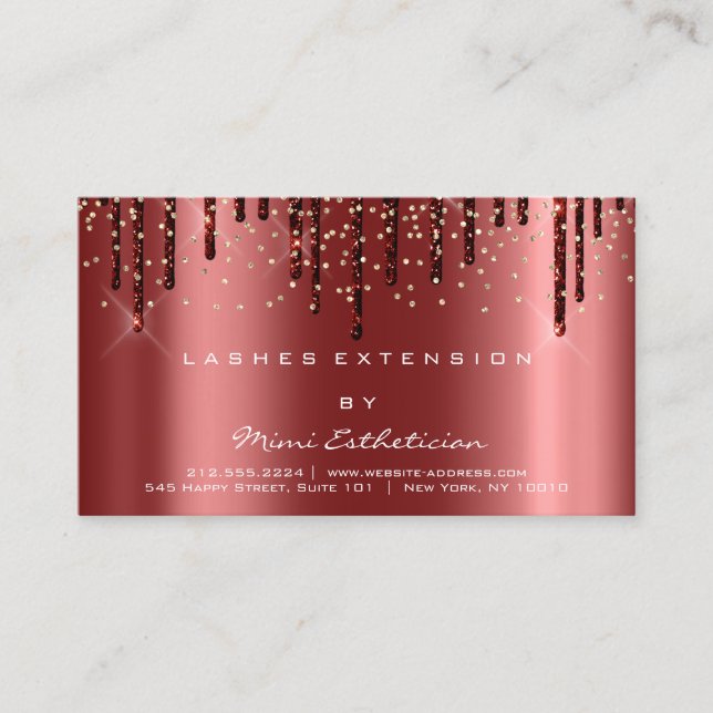 Carte De Visite Instructions de suivi Lash Bourgogne Confetti (Devant)