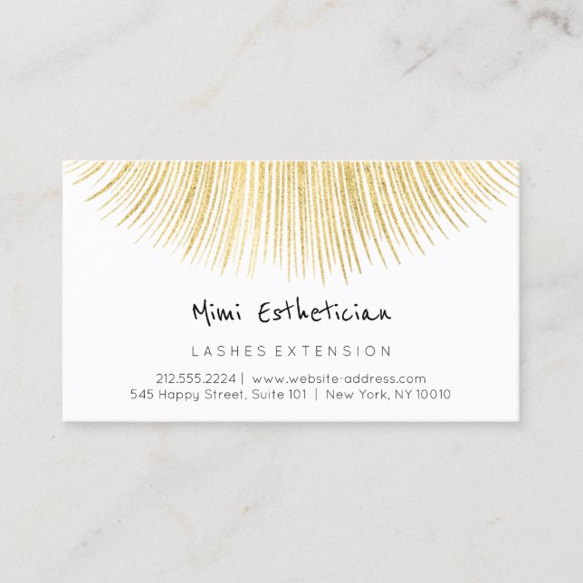 Carte De Visite Instructions de suivi Lash Gold White Minimalisme (Devant)