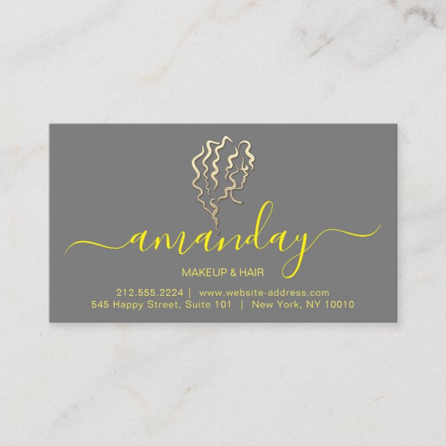 Carte De Visite Instructions de suivi Lash Grey Logo doré (Devant)