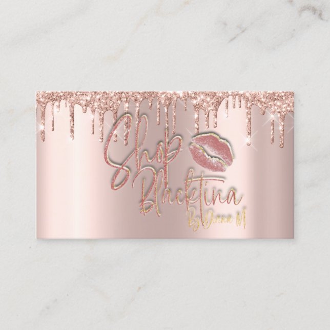 Carte De Visite Instructions de suivi Lash Rose Drips Logo Lips (Devant)