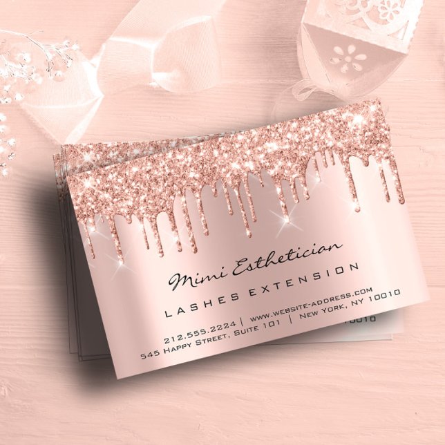 Carte De Visite Instructions de suivi Lash Rose Gold Drivers VIP (Aftercare Instructions Lash Rose Gold Drips VIP Business Card)