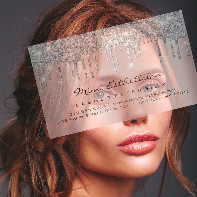 Carte De Visite Instructions de suivi Lash Rose Gold Drives Grey B (Aftercare Instructions Lash Rose Gold Drips Gray Business Card )