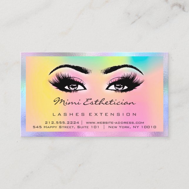 Carte De Visite Instructions de suivi Lash Rose Holographe (Devant)