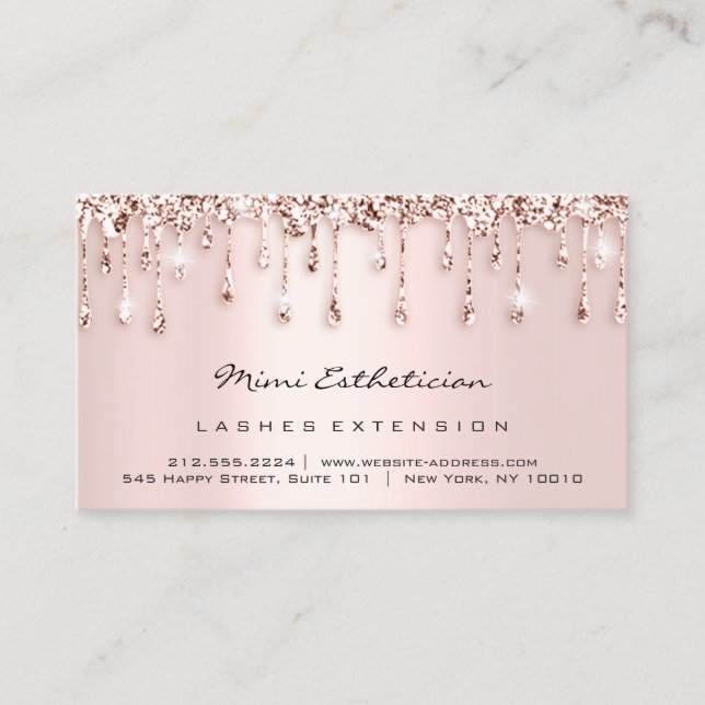 Carte De Visite Instructions de suivi Lash Rose Parties scintillan (Devant)