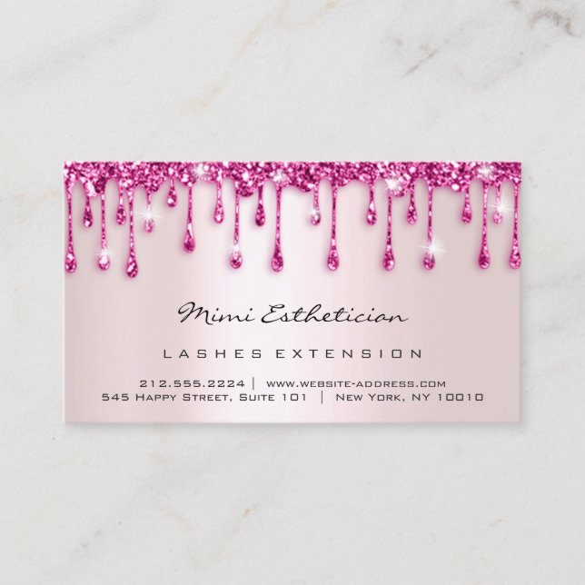 Carte De Visite Instructions de suivi Lash Rose Parties scintillan (Devant)