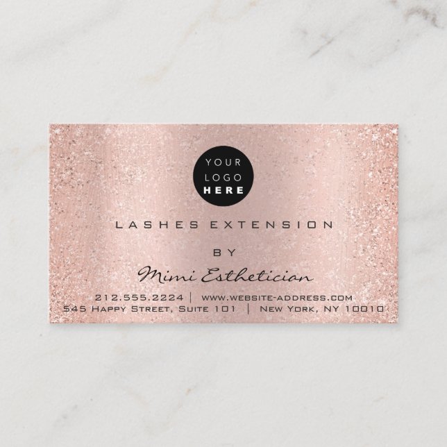 Carte De Visite Instructions de suivi Lash Rose rose Parties scint (Devant)