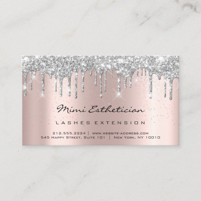 Carte De Visite Instructions de suivi Lash Rose Spark ConfettGrey (Devant)