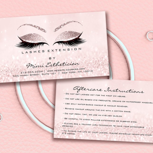 Carte De Visite Instructions de suivi Lashes Studio Pink Small (Créateur téléchargé)