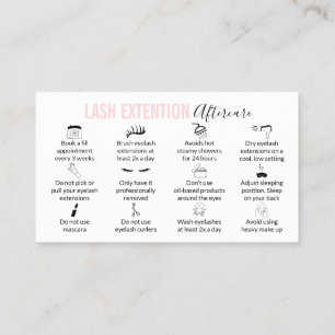 Carte De Visite Instructions de suivi pour les extensions de cils 