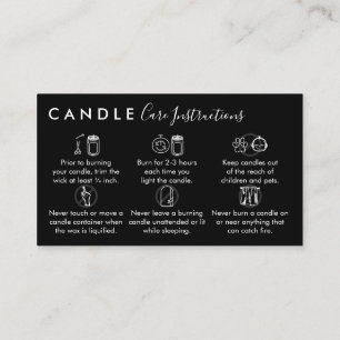 Carte De Visite Instructions d'entretien de bougie noire