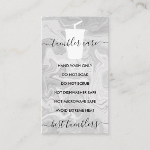 Carte De Visite Instructions d'entretien de tumbler gris vinyle om