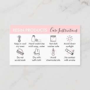 Carte De Visite Instructions d'entretien des produits en résine