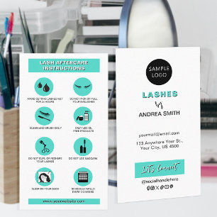 Carte De Visite Instructions minimalistes Turquoises pour les soin
