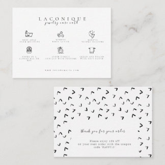 Carte De Visite  Instructions pour la bijouterie | Soins d'oreille