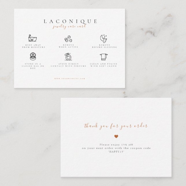 Carte De Visite  Instructions pour la bijouterie | Soins d'oreille (Devant / Derrière)