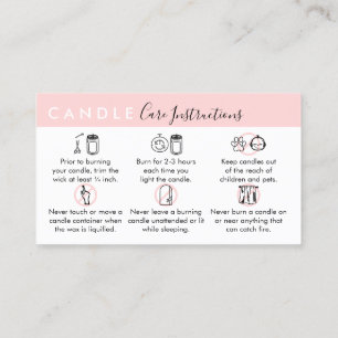 Carte De Visite Instructions pour le soin des bougies