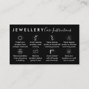 Carte De Visite Instructions pour les soins postérieurs aux bijoux