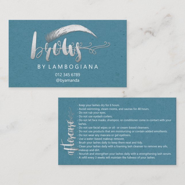 Carte De Visite Instructions pour les soins postérieurs Coudre le  (Devant / Derrière)