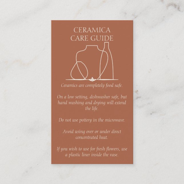 Carte De Visite Instructions pour vase en poterie de terre cuite e (Devant)