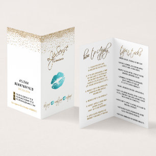 Carte De Visite Instructions Turquoises et Gold Lisense
