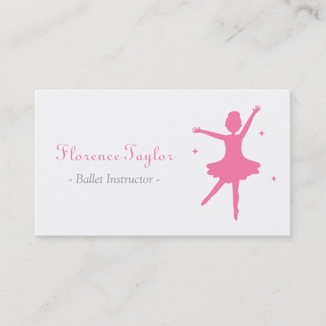 Carte De Visite Instructrice de ballet moderne, élégante, rose (Devant)