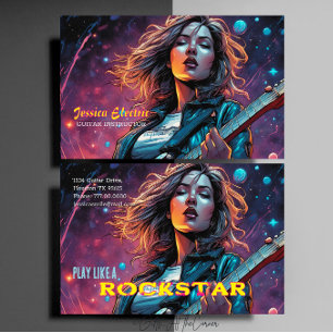 Carte De Visite Instructrice de guitare rock Star féminine
