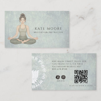 Carte De Visite Instructrice de méditation terreuse Code QR Vert S